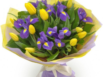 Букет «Тюльпаны с ирисами»