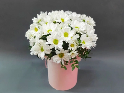 Композиция в коробочке «Привет, ромашки!»