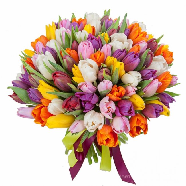 Букет «Радужные тюльпаны» от «Цветочных дел Мастер»