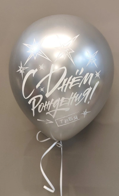Шар с днем рождения «Серебрянный»