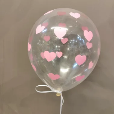 Шарик «С сердечками» прозрачный