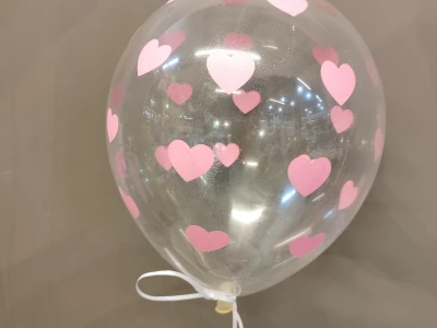 Шарик «С сердечками» прозрачный