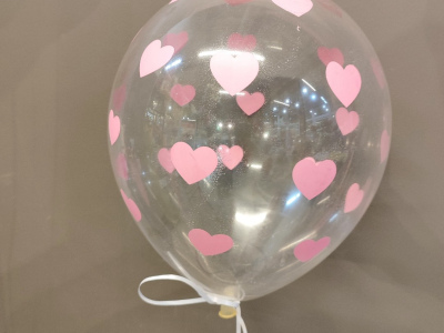 Шарик «С сердечками» прозрачный