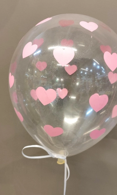 Шарик «С сердечками» прозрачный