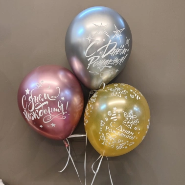 Шарики «С днем рождения» хром