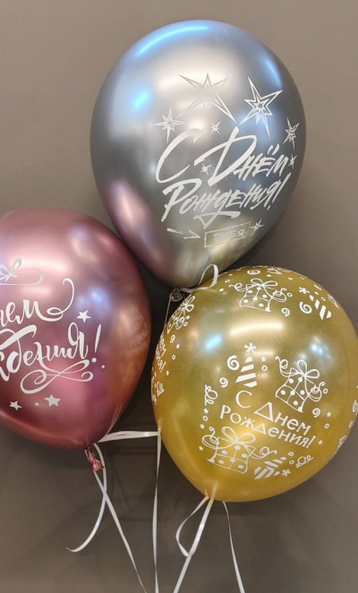 Шарики «С днем рождения» хром
