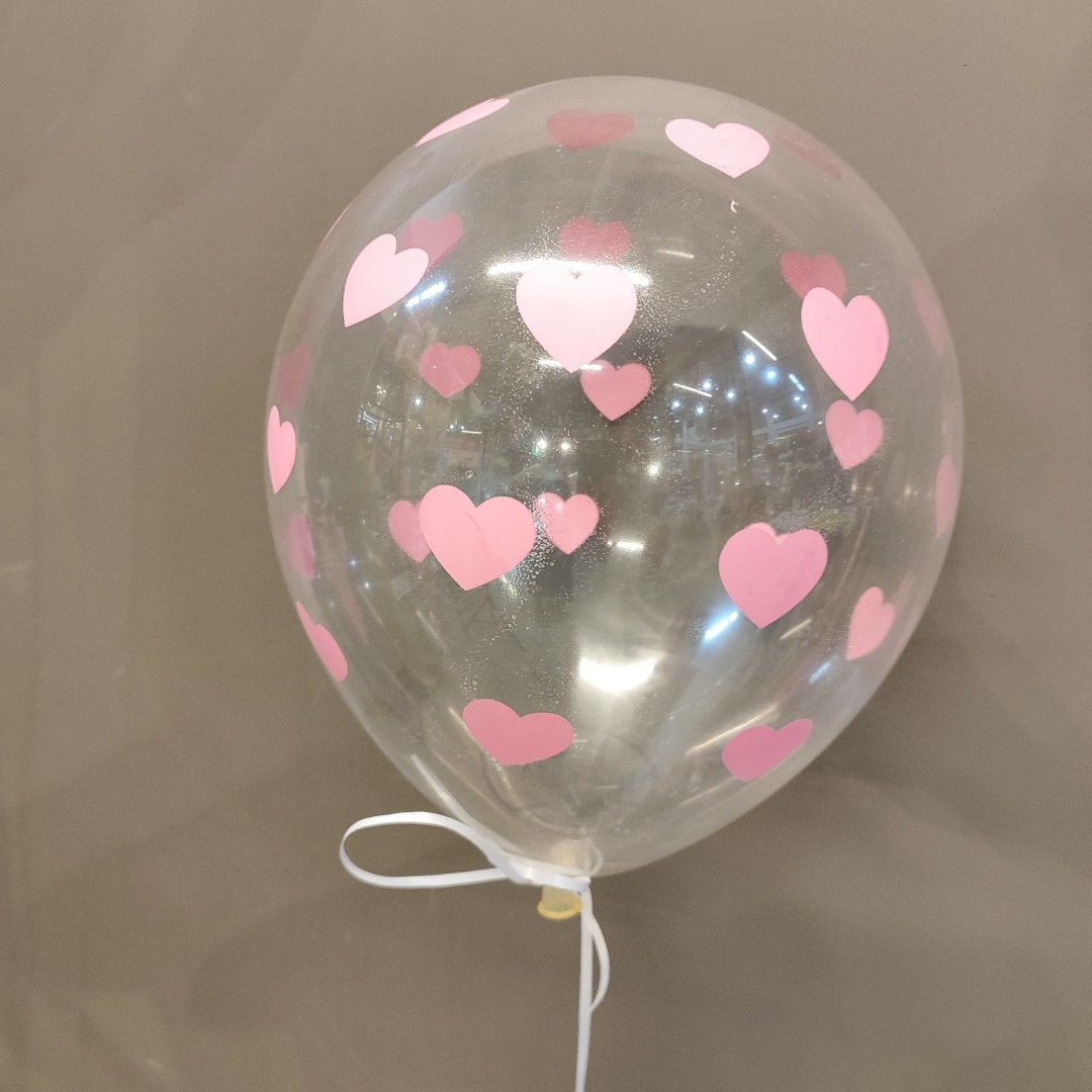 Шарик «С сердечками» прозрачный